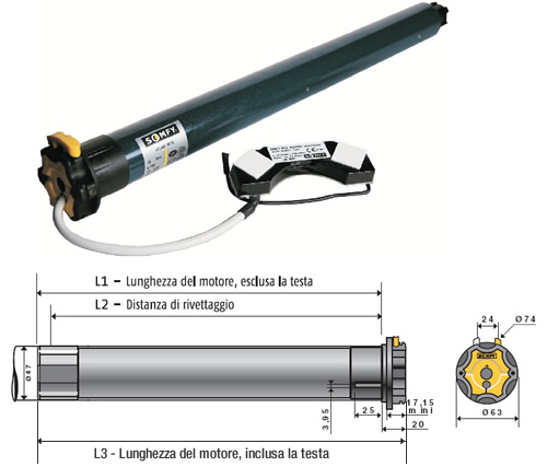 Motore Somfy per tapparelle - Cod. ATP 30 RTS