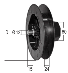 PULEGGIA IN PLASTICA CON CALOTTA - Cod. TS 0195/180