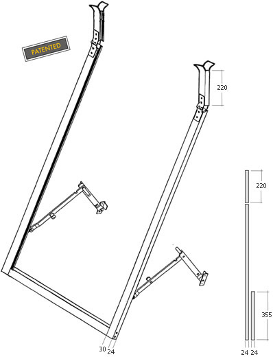 Disegno tecnico guida a sporgere per tapparelle con manovre laterali