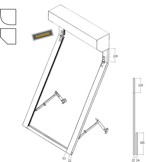 Disegno tecnico guida a sporgere per tapparelle per cassonetti esterni