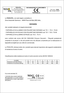 Dichiarazione Conformit CE Tapparelle